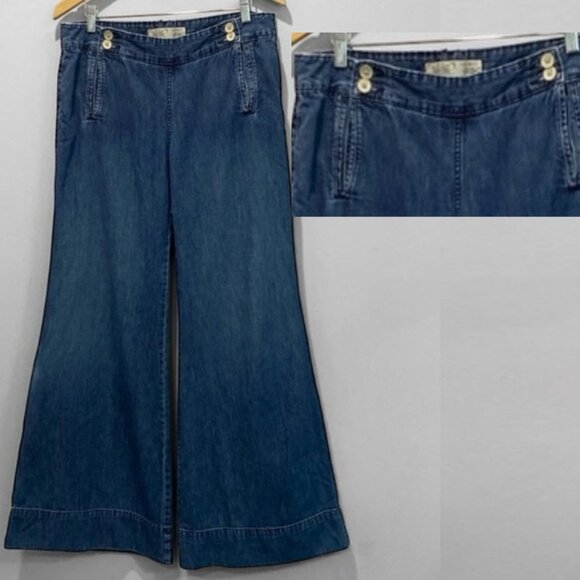 Old Navy Wide-leg Flare Jeans Size 12 TALL Classic Blue Inseam: 32.5" - Picture 1 of 15